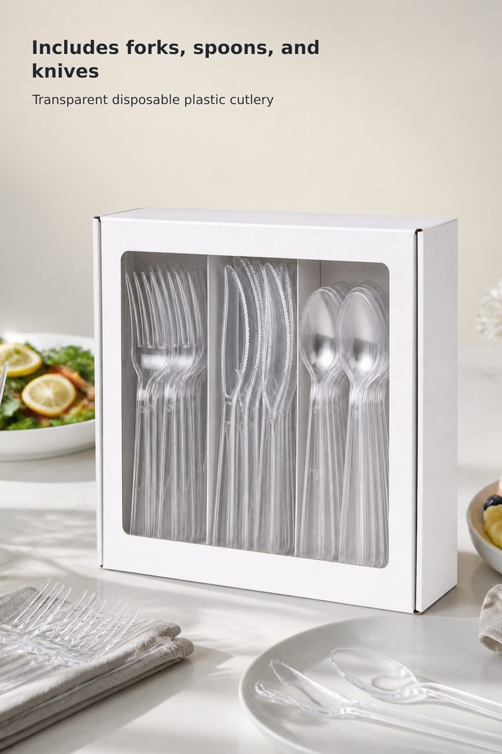 192-Piece Premium Clear Disposable Cutlery Set