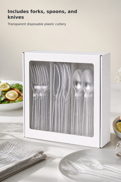 192-Piece Premium Clear Disposable Cutlery Set