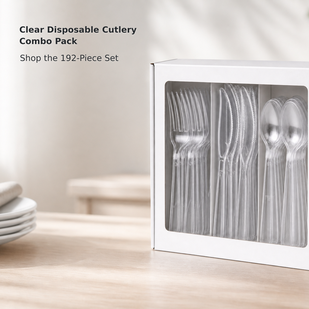 192-Piece Premium Clear Disposable Cutlery Set