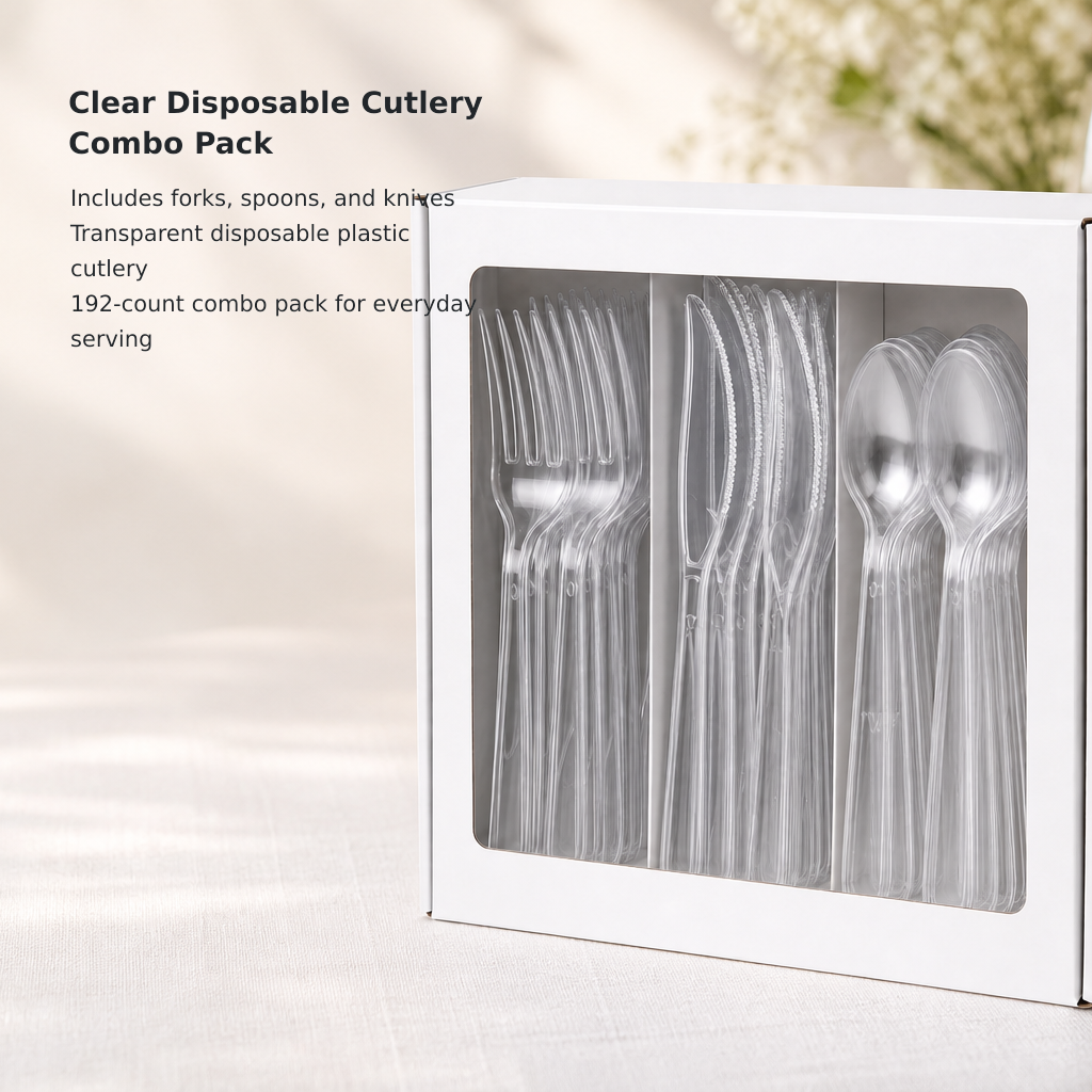 192-Piece Premium Clear Disposable Cutlery Set