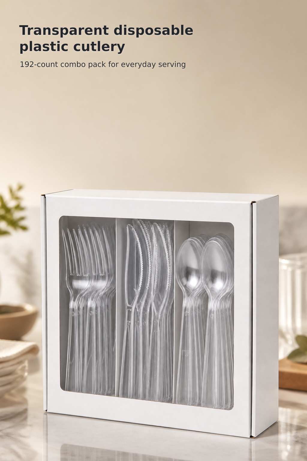 192-Piece Premium Clear Disposable Cutlery Set